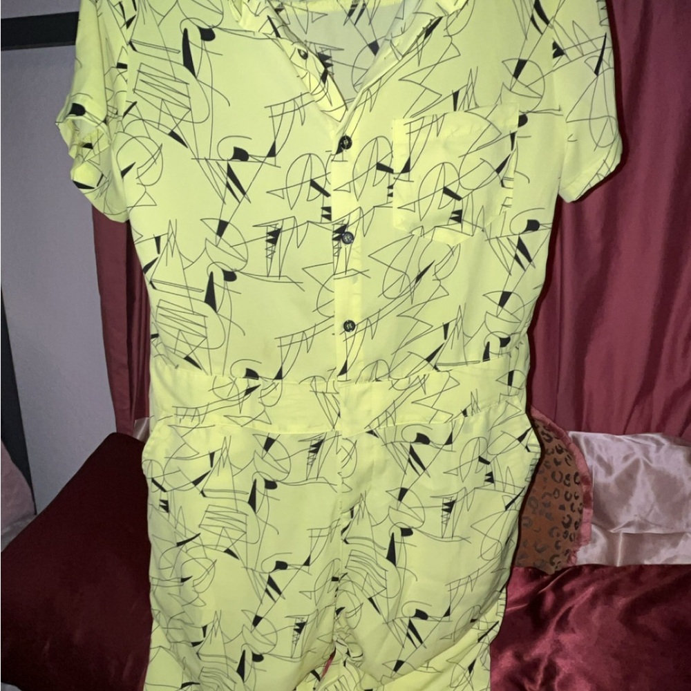 Abstract Print Yellow Jumpsuit